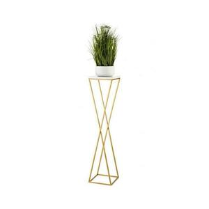 HowHomely Virágállvány LOFT 100x24 cm arany/fehér kép