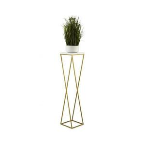HowHomely Virágállvány LOFT 100x24 cm arany/fehér kép