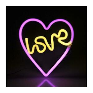 LED Neon fali dekoráció LOVE LED/3W/3xAA USB rózsaszín kép