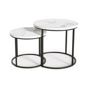 Halmar KÉSZLET 2x Kávésasztal OREO átm. 43/53 cm fekete/márvány dekoráció kép