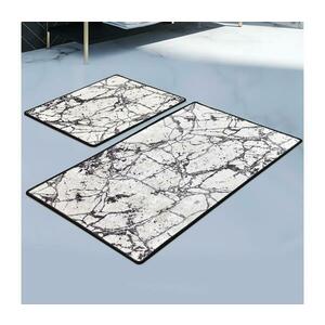KÉSZLET 2x Fürdőszoba szőnyeg MARBLE 60/100 cm fehér/fekete kép