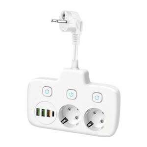 Aljzatelosztó kapcsolóval LINEA 2x230V + 4xUSB A/C SCHUKO fehér kép