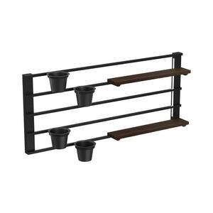 Fali polc virágcserepekkel és LED világítással SHELF 50x118 cm fekete/barna kép
