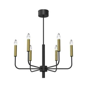 Csillár zsinóron AKASYA 6xE14/15W/230V fekete/arany kép