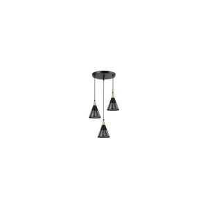 Csillár zsinóron HIRA 3xE27/60W/230V átm. 40 cm fekete kép