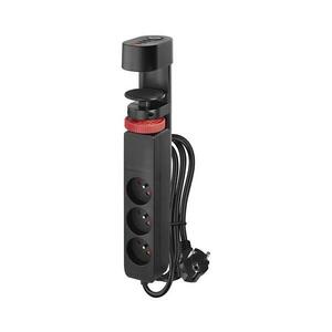 Hosszabító kábel asztali rögzítéssel 3Z + 3xUSB 1, 5m fekete kép