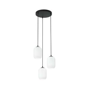 EMIBIG Csillár zsinóron VERDI 3xE27/15W/230V átm. 30 cm fekete/fehér kép