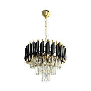 Csillár láncon CRISTAL 5xE14/40W/230V arany/fekete kép