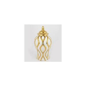 Eurolamp Kerámia váza 30, 6x16, 2 cm arany/fehér kép