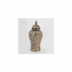 Eurolamp Kerámia váza 33, 5x16 cm arany/szürke kép