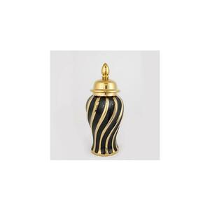 Eurolamp Kerámia váza 36, 5x16 cm arany/fekete kép