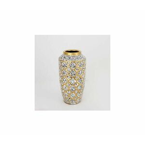 Eurolamp Kerámia váza 25x13 cm fehér/arany/fekete kép