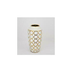 Eurolamp Kerámia váza 25x13 cm arany/fehér kép