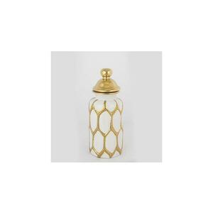 Eurolamp Kerámia váza 31x12, 5 cm arany/fehér kép