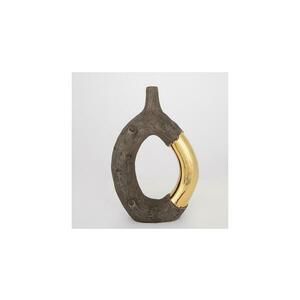 Eurolamp Kerámia váza 38, 5x26, 5x9, 5 cm barna/arany kép