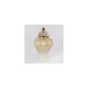 Eurolamp Kerámia váza 35x18, 5 cm arany/fehér kép