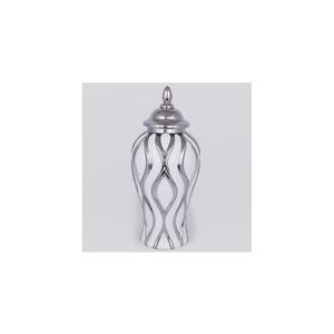 Eurolamp Kerámia váza 35x18, 5 cm ezüst/fehér kép