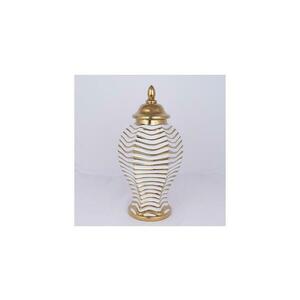 Eurolamp Kerámia váza 42, 2x21, 1 cm arany/fehér kép