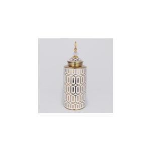 Eurolamp Kerámia váza 45, 7x16, 9 cm arany/fehér kép