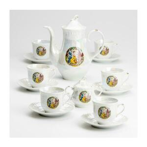 Porcelán tea készlet gyöngyház fehér kép