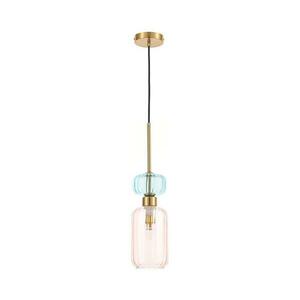 Csillár zsinóron MOLLY 1xE14/40W/230V átm. 12 cm arany/rózsaszín/kék kép