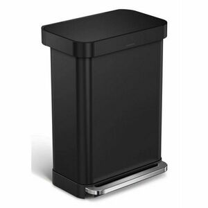 Simplehuman téglalap alakú pedálos szemetes 55 l, fekete, táskazsebbel kép