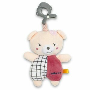 Baby Mix Maci gyerek zenélő plüss játék csipesszelrózsaszín, 24 cm kép