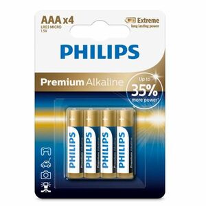 Philips AAA 1, 5 V prémium alkáli elemek, 4 db kép
