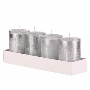 Adventi gyertya készlet ezüst, 4 db, paraffin, 8, 8 cm, ezüst kép