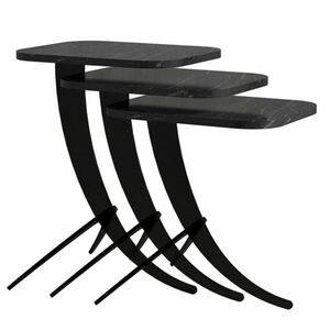 Pion Black Marble tárolóasztal, 3 db, fekete kép