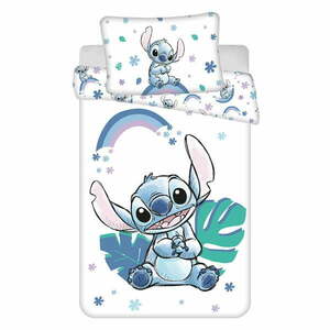 Fehér-kék pamut gyerek ágyneműhuzat babaágyhoz 135x100 cm Lilo and Stitch "Rainbow" – Jerry Fabrics kép