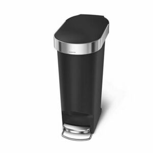 Simplehuman pedálos ovális hulladékgyűjtő 40 l, fekete, fekete kép