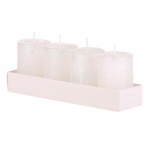 Adventi gyertya készlet fehér, 4 db, paraffin, 8 cm, fehér kép