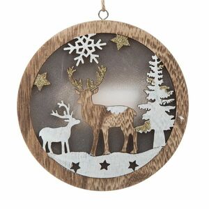 Fawn fa akasztós dísz LED fénnyel, 13 x 13 x 2, 5 cm kép