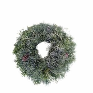 Karácsonyi műfenyő koszorú fűvel, átmérő 30 cm kép