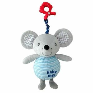 Baby Mix Egér gyerek plüss zenélő játék csipesszel, 24 cm kép