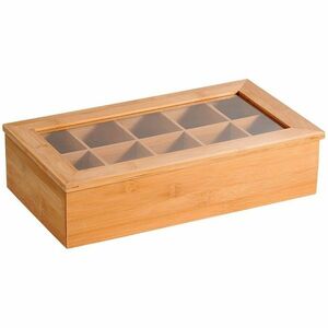 Kesper 58901 Teaszervező bambusz, 10 rekeszes, 36 x 20 x 9 cm kép