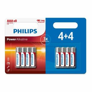 Philips AAA 1, 5 V Power Alkaline elemek, 4 + 4 db kép
