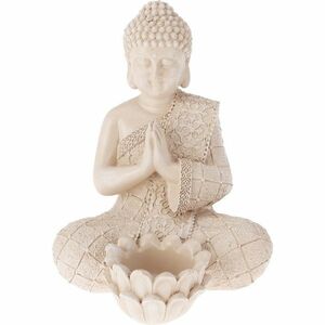 Buddha kerti dekoráció teamécseshez, 14 x 19 x 13 cm, krém, krém kép