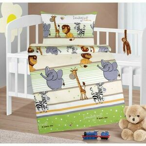 Bellatex Baby krepp ágynemű Agata Szafari zöld, 90 x 135 cm, 45 x 60 cm kép