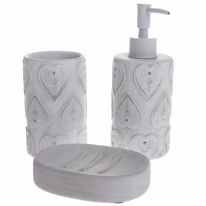 Lavabo 3 db cement fürdőszobai tartozék készlet, fehér kép