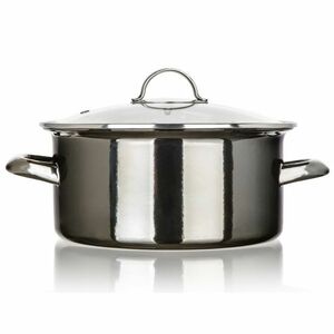 Bankett Zománcozott edény METALLIC Fekete 22 cm, 3, 7 5 l, fedővel, 22 cm kép