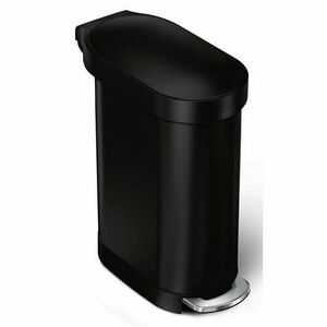 Simplehuman Ovális pedálos szemetes rozsdamentesacél kerettel Slim 45 l, fekete kép