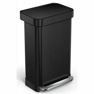 Simplehuman téglalap alakú pedálos szemetes 45 l, fekete, táskazsebbel kép