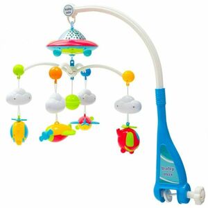 Baby Mix körhinta a kiságy fölé, kivetítővel és távirányítóval, kék színű kép