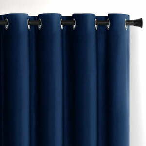Sötétkék bársony dimout (részleges sötétítő) függöny 140x245 cm Eyelets – Restilo kép