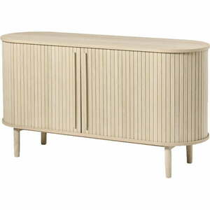Natúr színű komód tolóajtóval, tölgyfa dekorral 140x76x45 cm Meta – Unique Furniture kép