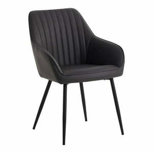 Sötétszürke bőrutánzat karfás étkezőszék szett 2 db-os Nolan Stripe – Unique Furniture kép