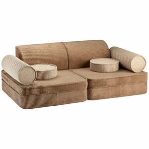 Barna kordbársony gyerek kanapé 132 cm Settee – Wigiwama kép