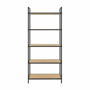 Fekete-natúr színű polcos állvány tölgyfa dekorral 70x156x35 cm Altino – Unique Furniture kép